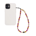 Detail view of colorful beaded phone strap with crystal beads and gold accents - Sj-a220010a