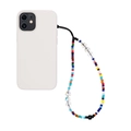 Handmade colorful rainbow bead phone charm with clear crystals on a white smartphone case - Sj-a210001b