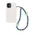 Cinturino per cellulare con perline marmorizzate blu e ciondoli a cuore per fotocamera - Stile Motivo Marmo Blu (SZ-A240038A)