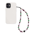 Dragonne de téléphone perlée à la main avec cristaux violets et perles en résine verte - Style Cristal Violet (SJ-A220009A)