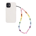 Detail van de pastelkleurige kralen telefoonketting met matte kralen en kristal - Matte Veelkleurige Gradiënt (SZ-A220001E)