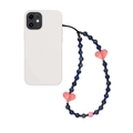 Custodia bianca per iPhone con cordino in perline di ametista e cuori rosa - Cordino Marmo Blu con Custodia Bianca (SZ-A240038C)