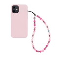 Detail van het roze kristallen kralenkoord op een mat siliconen hoesje voor de telefoon - Roze Gradiënt (SZ-A220001F)