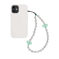Cordino per telefono in perline stile ametista con cuori verde menta e custodia bianca - Cordino con Perline Rosa con Custodia Bianca (SZ-A240038D)