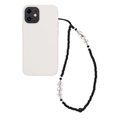Detail of handmade beaded phone strap with black beads and faceted crystal accents - Black Transparent Cutting Beads Style (SJ-A210001C)