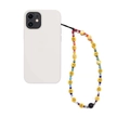 Colorful acrylic smiley face beaded phone charm with vibrant beads on a white case - Sz-a240049a