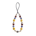 Detail of beaded phone strap with evil eye, smiley face, and butterfly crystals - Colorful Smile Butterfly Evil Eye Style (SJ-A240029A)