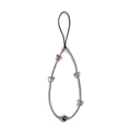 Handmade beaded phone strap with silver crystals and iridescent butterfly charms - Silver Iridescent Butterfly Style (SJ-A240028A)