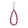 Detail of beaded phone strap with purple crystals, red beads, and a butterfly charm - Red Purple Butterfly Crystal Style (SJ-A240027B)