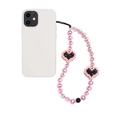 Stylische Handykette aus Acrylperlen mit pink-schwarzen Pixel-Herzen für Damen, Modeschmuck - Rosa Pixel-Herz-Stil (SZ-A240051B)