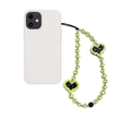 Modische grüne Acryl-Herz-Perlen-Handykette für Damen als Accessoire für das Smartphone - Grüner Pixel-Herz-Stil (SZ-A240051C)