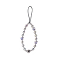 Detail of beaded phone strap with iridescent crystals and butterfly-shaped acrylic beads - Iridescent White Butterfly Style (SJ-A240027A)