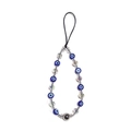Detail of evil eye beads and transparent faceted crystal beads on handmade phone charm - Blue Evil Eye Crystal Style (SJ-A240026A)