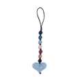 Macro shot of colorful beaded handmade charm with a blue heart pendant and black lanyard - Blue Heart Pendant (SZ-A240056B)