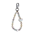 Colorful iridescent beaded heart keychain accessory for bags and phones with metal clasp - Purple Iridescent Pearl Large Red Heart Style (YS-A240041A)