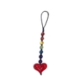 Minimalist beaded phone strap with colorful acrylic beads and a large red heart pendant - Red Heart Pendant (SZ-A240056C)