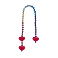 Portachiavi con perline sfumate arcobaleno e tre ciondoli a cuore rosso per borse - Stile Cuore Sfumato Arcobaleno (YS-A240033A)