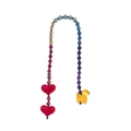 Ciondolo per borsa colorato con perline, cuori rossi e un simpatico papero giallo - Stile Anatra Cuore Perline a Cinque Colori (YS-A240034A)