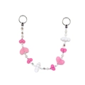 Pink heart and white cloud acrylic beaded charm with silver metal rings for bags - Pink Heart Cloud Lanyard Style (YS-A240044A)