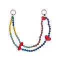 Handmade colorful acrylic beaded bag charm with red heart pendants and metal clasps - Colorful Round Bead Four Red Heart Style (YS-A240046A)