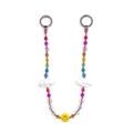 Colorful beaded phone strap with cloud charms and smiley face on white background - Colorful Beaded Cloud Smiley Style(YS-A240039A)