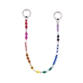 Vista dettagliata di perle di cristallo colorate e ciondolo a cuore con chiusure argento - Stile Perline Sfaccettate Arcobaleno (YS-A250007A)