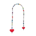 Handmade beaded bag charm with colorful acrylic beads and large red heart pendants - Silver Gold Bead Multicolor Faceted Bead Red Heart Style (YS-A240047A)