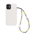 Ciondolo per telefono a forma di fantasma fatto a mano con perle acriliche e distanziali - Stile Fantasma Grigio Giallo Argento (SZ-A240063C)