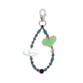 Chic acrylic beaded keychain featuring a white cloud and green heart on a lobster clasp - Blue Green Heart Cloud Style (YS-A240048C)