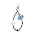 Beaded heart and cloud keychain for bags, blue and white aesthetic acrylic phone strap - Blue White Gradient Heart Cloud Style (YS-A240048D)