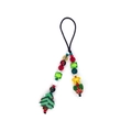 Ciondolo natalizio per cellulare con perline ad albero, fragola e fiori gialli - Sz-a240069a