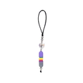 Minimalist beaded phone charm with crystal heart and capsule beads on a white background - Silver Capsule Heart (SZ-A240070A)