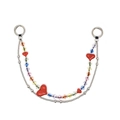 Detail of handmade double-layer acrylic beaded chain with vibrant red heart charms - Double Beaded Colorful Transparent Polygon Bead Red Heart (YS-A250071A)
