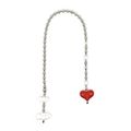 Detail of beaded bag charm featuring red heart pendant and white 3D cloud decorations - Silver Bead Cloud Red Heart Glass Bead Style (YS-A250069A)