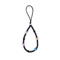 Handmade beaded phone strap with black beads and four colorful crystal butterflies - Colorful Butterfly Beaded Style (SZ-A240072A)