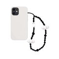 Street style beaded phone charm with black bones, ghost pendant, and 8-ball beads - Sz-a240073a