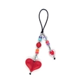 Colorful beaded heart phone charm with vibrant ceramic beads and red glass heart pendant - Sz-a240077a