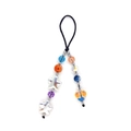 Y2K style beaded phone strap with colorful heart and star charms on white background - Y2K Girl Style Multicolor Beaded With Star And Heart (SZ-A240088B)