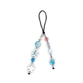 Colorful beaded phone charm with heart and star charms on a white background - White Star And Crackle Beads Multicolor Beaded (SZ-A240088C)