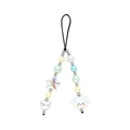 Short beaded phone charm with macaron pearls, star, heart, and cute sheep pendant - Fresh Macaron Colored Beads With Cartoon Cloud Pendant (SZ-A240081A)