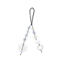 Iridescent beaded phone charm with snowflake pendant and rainbow acrylic beads - Iridescent Transparent Round Beads With Snowflake Charm (SZ-A240082A)