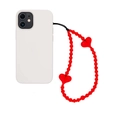 Handmade red acrylic heart beaded phone lanyard strap for women with anti-lost wrist cord - Red Heart Beaded Style (SZ-A250007A)