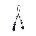 Detail of Y2K style beaded phone strap with black hearts and silver bear charms - Black Heart And Bear Butterfly Cool Style Beaded (SZ-A240086B)
