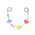 Cinturino per telefono con perline colorate in resina e anelli a molla metallici - Stile Perle a Cuore Multicolore (YS-A250011A)