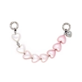 Pink gradient heart beaded chain strap with silver round spring clasps for phone bags - Pink White Gradient Style (YS-A250026B)
