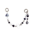 Y2K beaded phone chain with butterfly and heart charms and silver spring ring clasps - Black and White Butterfly Y2K Sweet Cool Style (YS-A250013A)