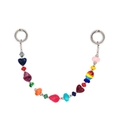 Colorful handmade beaded charm with heart and fish accents and silver metal rings - Multicolor Fish Heart Lively Style (YS-A250034A)