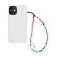 Rainbow gradient bead phone strap with cute transparent clouds on white background - Rainbow Cloud Style (SZ-A250009B)