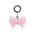 Pink translucent resin bow keychain with silver beads and black chrome spring clasp buckle - Large Pink Bow (YS-A250048A-Large)
