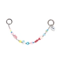 Colorful handmade beaded charm chain with NICE letters and silver heart pendant for bags - NICE Red Square and Blue Heart Style (YS-A250027B)